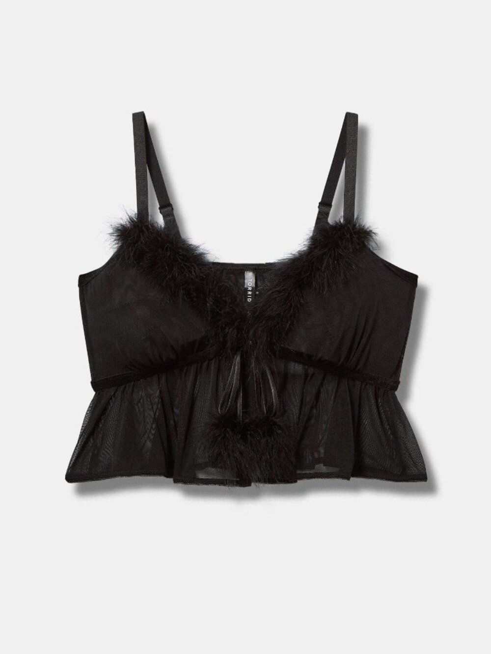 Marabou Flyaway Bralette (Rich Black, Size 4)